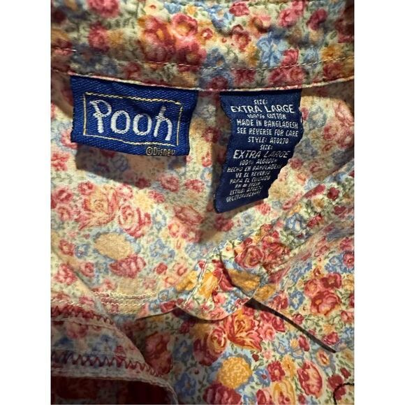 Vintage Winnie The Pooh Embroidered Pink Floral Button up Women’s Shirt Size XL - Picture 5 of 11